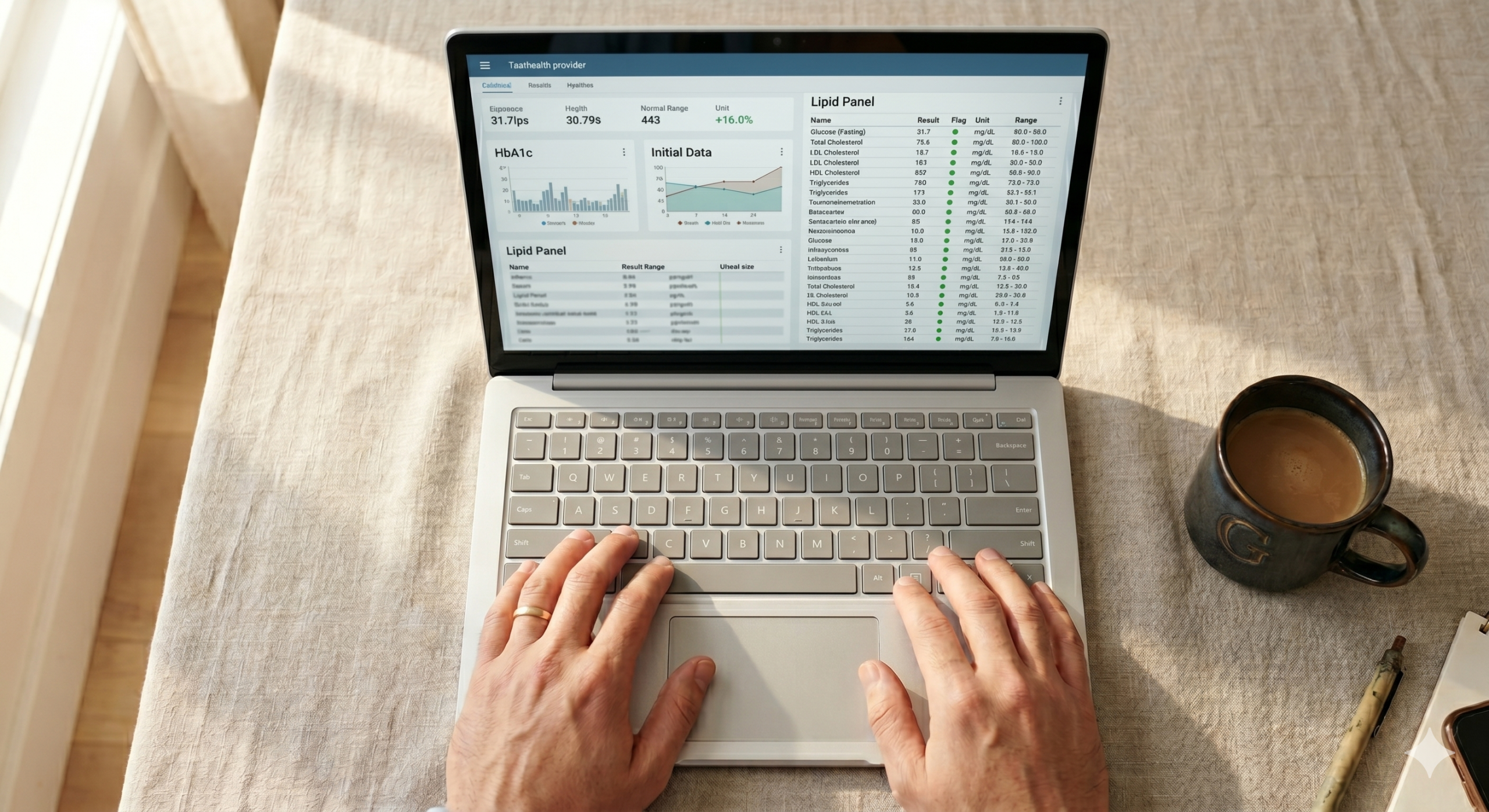 Provider reviewing patient metabolic lab data during telehealth visit